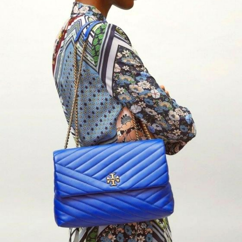 Tory Burch Kira Chevron Convertible Shoulder Bag Nautical Blue